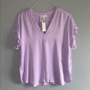 Cloth & Stone by ANTHROPOLOGIE Lavender V-Neck Blouse
